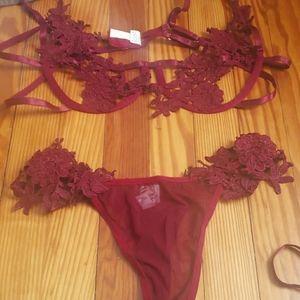Burgundy lace lingerie set
